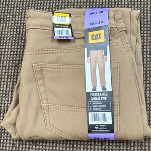 CAT Men's Tan Fleece Lined Canvas Pants 30x30